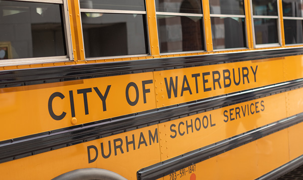 Side of a City of Waterbury school bus