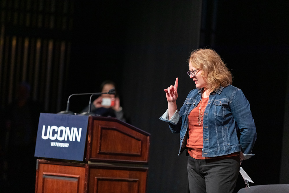 Sandra Chafouleas makes a point while giving her keynote address