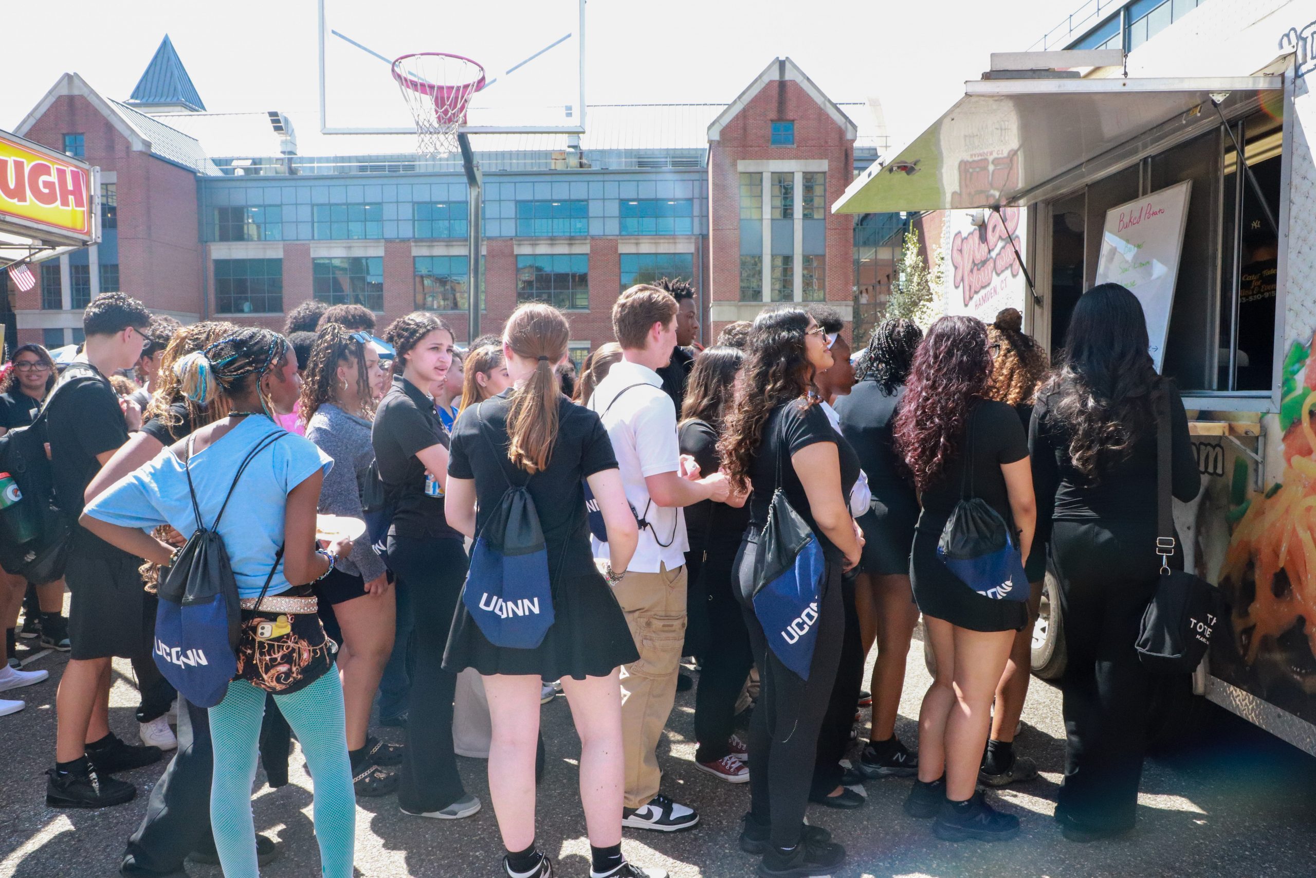 Students waiting in line for lunch